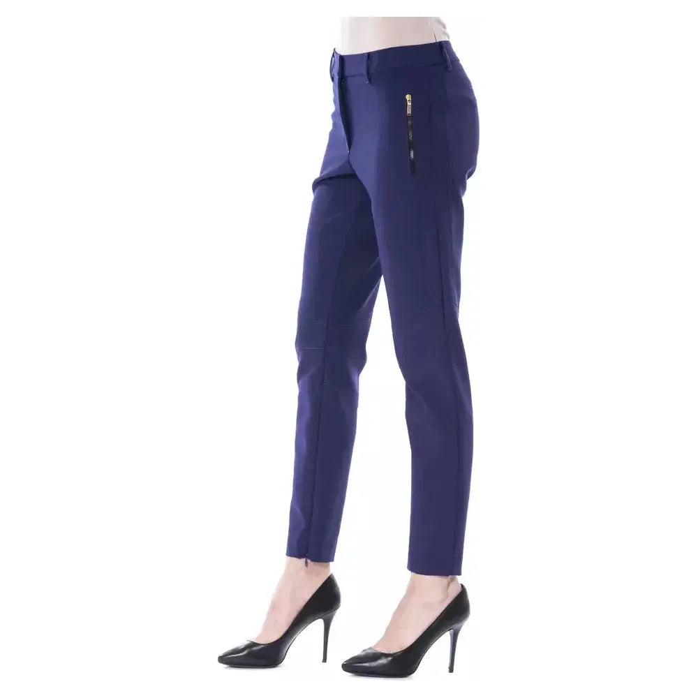 BYBLOS Blue Polyester Women's Slim Fit Pant