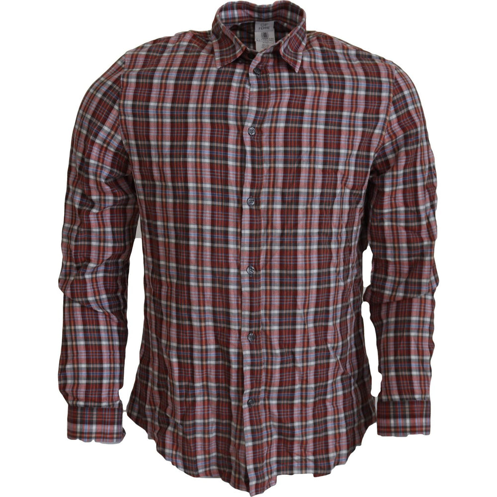 GF Ferre Multicolor Checkered Cotton Long Sleeves Casual Shirt TSH83352 - 36
