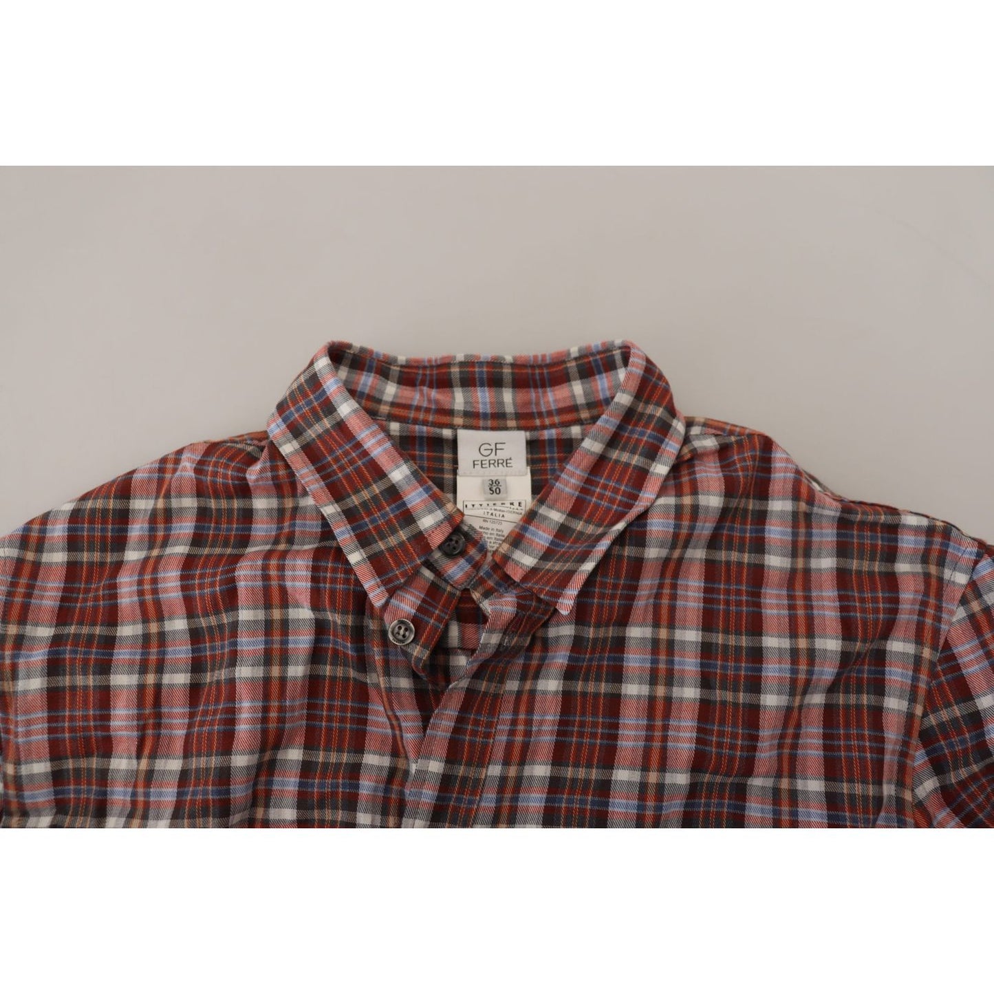 GF Ferre Multicolor Checkered Cotton Long Sleeves Casual Shirt TSH83352 - 36