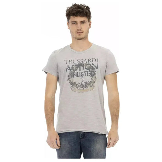 Trussardi Action Gray Cotton Men T-Shirt TR-22722-XL