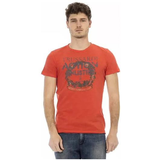 Trussardi Action Red Cotton Men T-Shirt TR-22721-L
