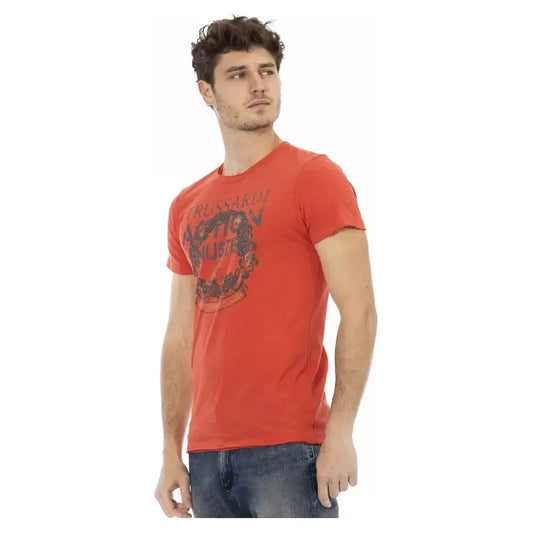 Trussardi Action Red Cotton Men T-Shirt TR-22721-L