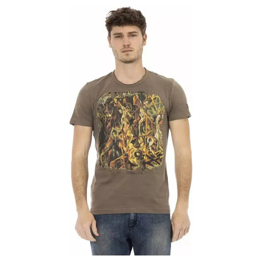 Trussardi Action Brown Cotton Men T-Shirt TR-22715-M