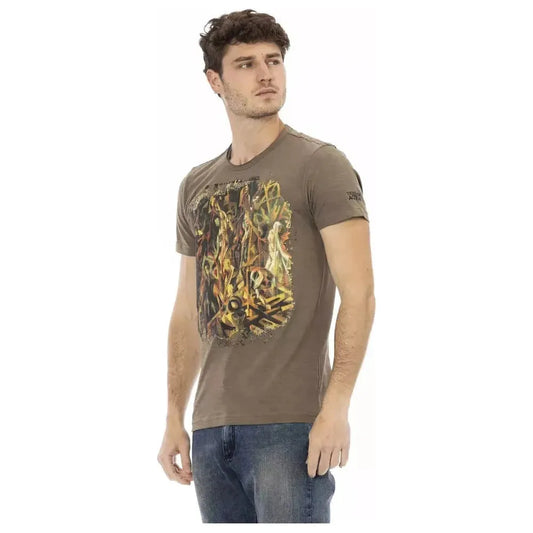 Trussardi Action Brown Cotton Men T-Shirt TR-22715-M