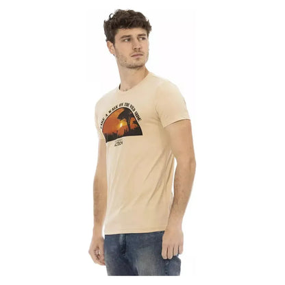 Trussardi Action Beige Cotton Men T-Shirt