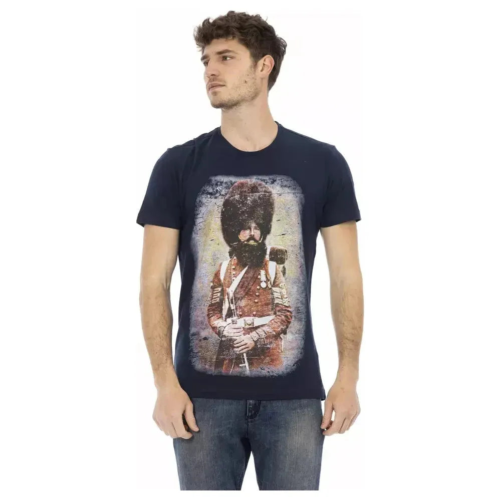 تي شيرت رجالي من القطن باللون الأزرق من Trussardi Action