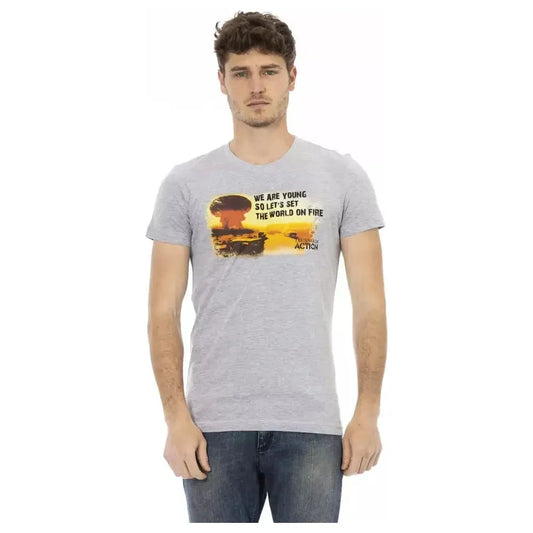 Trussardi Action Gray Cotton Men T-Shirt TR-22672-XL