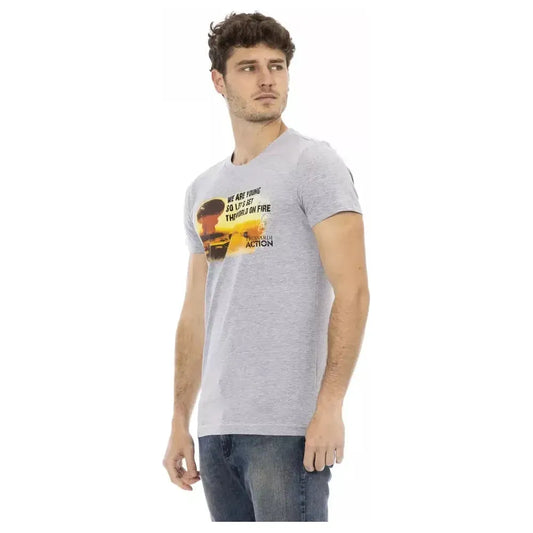Trussardi Action Gray Cotton Men T-Shirt TR-22672-XL
