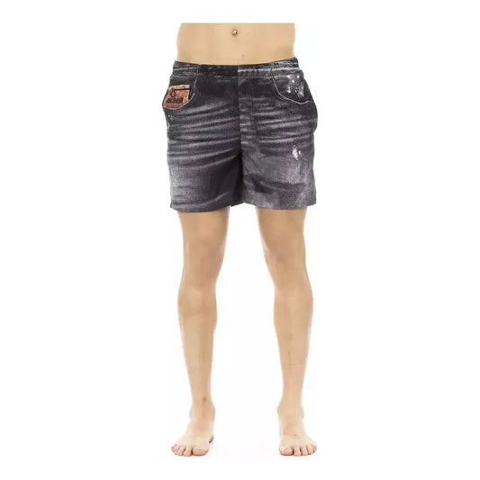 Just Cavalli Black Polyester Men Swim Short JU-22654-XL