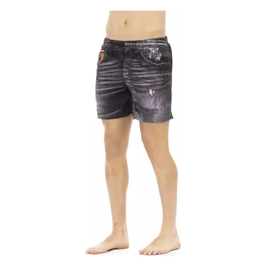 Just Cavalli Black Polyester Men Swim Short JU-22654-XL