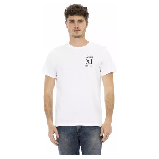 Bikkembergs Elegant White Front Print T-Shirt BIBE-22066-L-FBB-126
