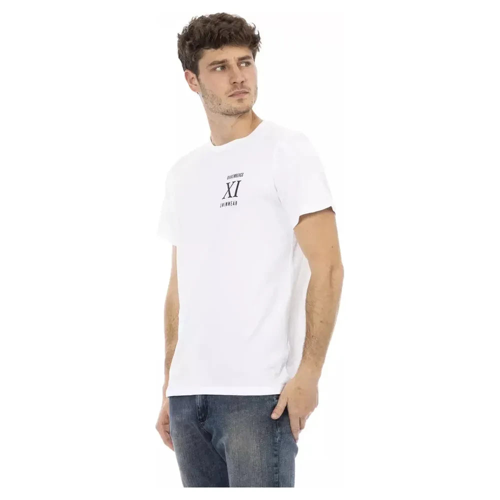Bikkembergs Elegant White Front Print T-Shirt