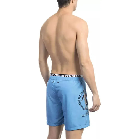 Bikkembergs Light Blue Polyester Men Swim Short BI-21996-XL