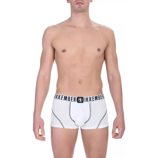 Bikkembergs White Cotton Men's Trunk Twin Pack BI-21837-L