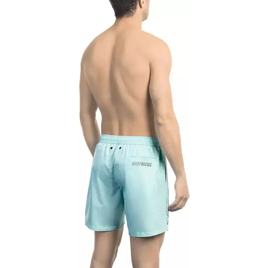 Bikkembergs Light Blue Polyester Men Swim Short BI-21984-S