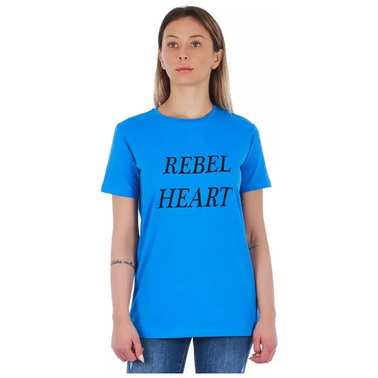 Frankie Morello Light Blue Cotton Women Top FR-21742-XS