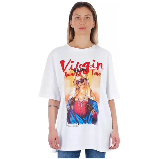 Frankie Morello White Cotton Women T-Shirt FR-21733-S