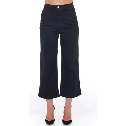 Frankie Morello Black Cotton Women Cropped Trouser FR-21691-IT40|S