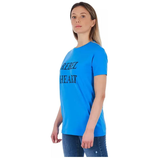 Frankie Morello Light Blue Cotton Women Top FR-21742-XS