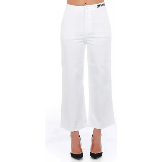 Frankie Morello White Cotton Women Cropped Trouser FR-21690-IT40|S