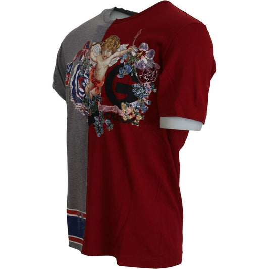 Dolce & Gabbana Red Gray Two Model DG Angel Crewneck T-shirt TSH83579- 46