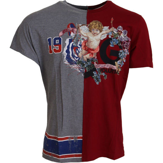 Dolce & Gabbana Red Gray Two Model DG Angel Crewneck T-shirt TSH83579- 46