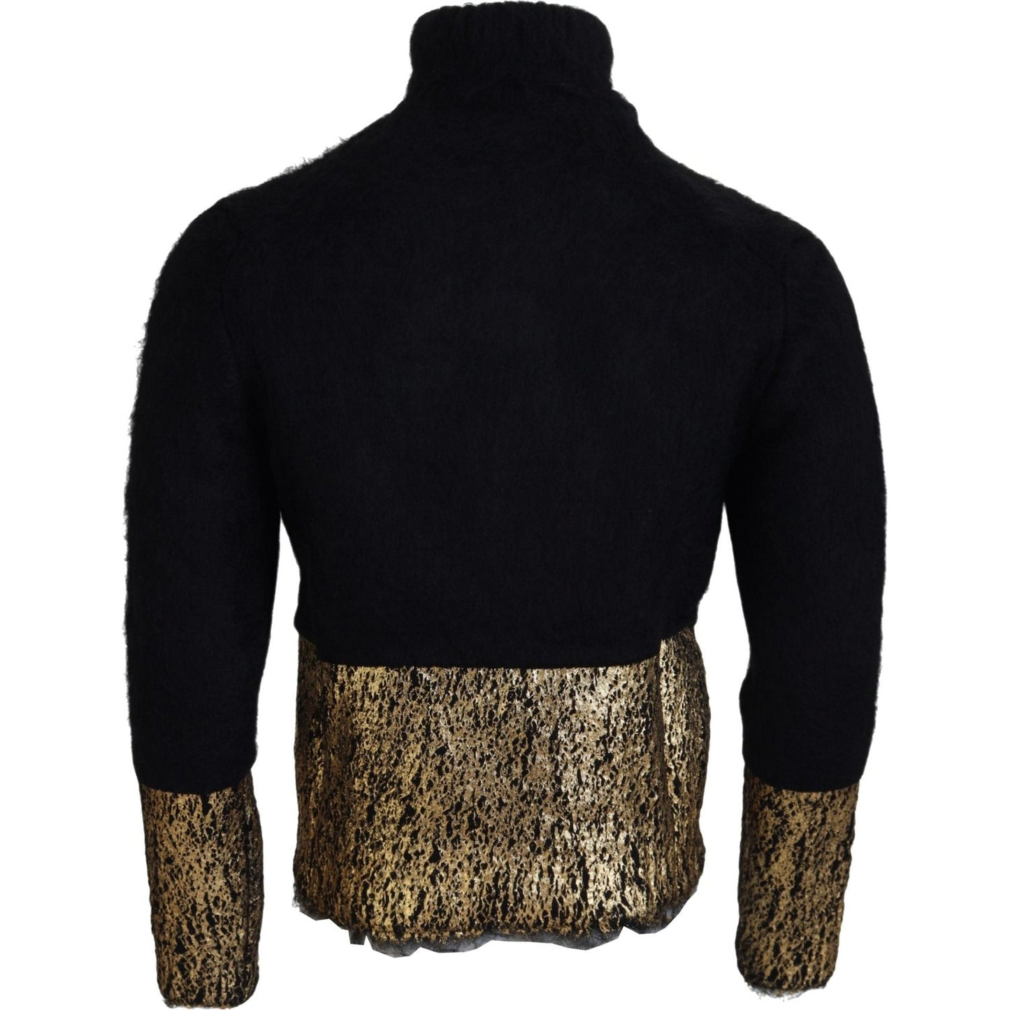 Dolce & Gabbana Black Gold Turtleneck Mohair Pullover Mens Sweater