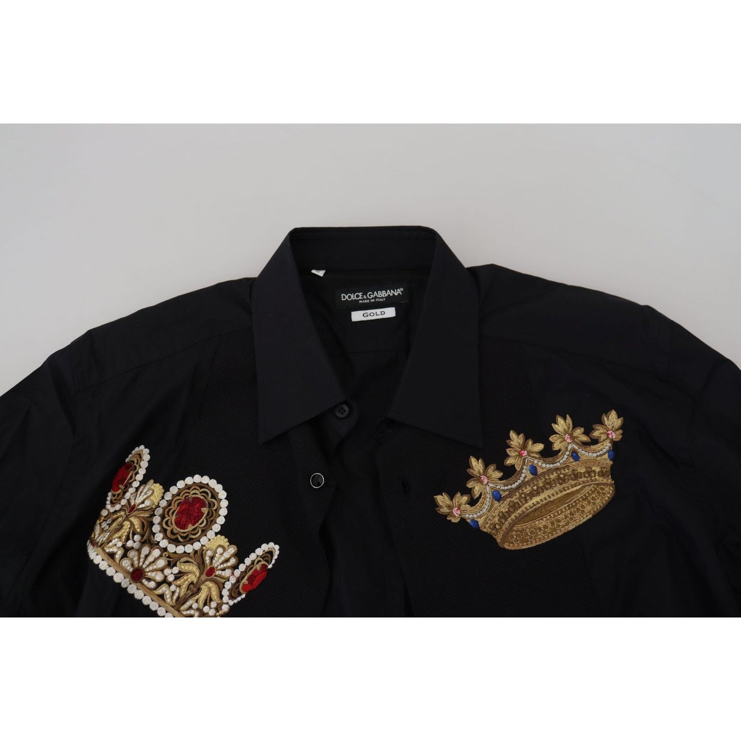 Dolce & Gabbana Black Gold Crown Slim Fit Dress Formal Shirt TSH83632- 37