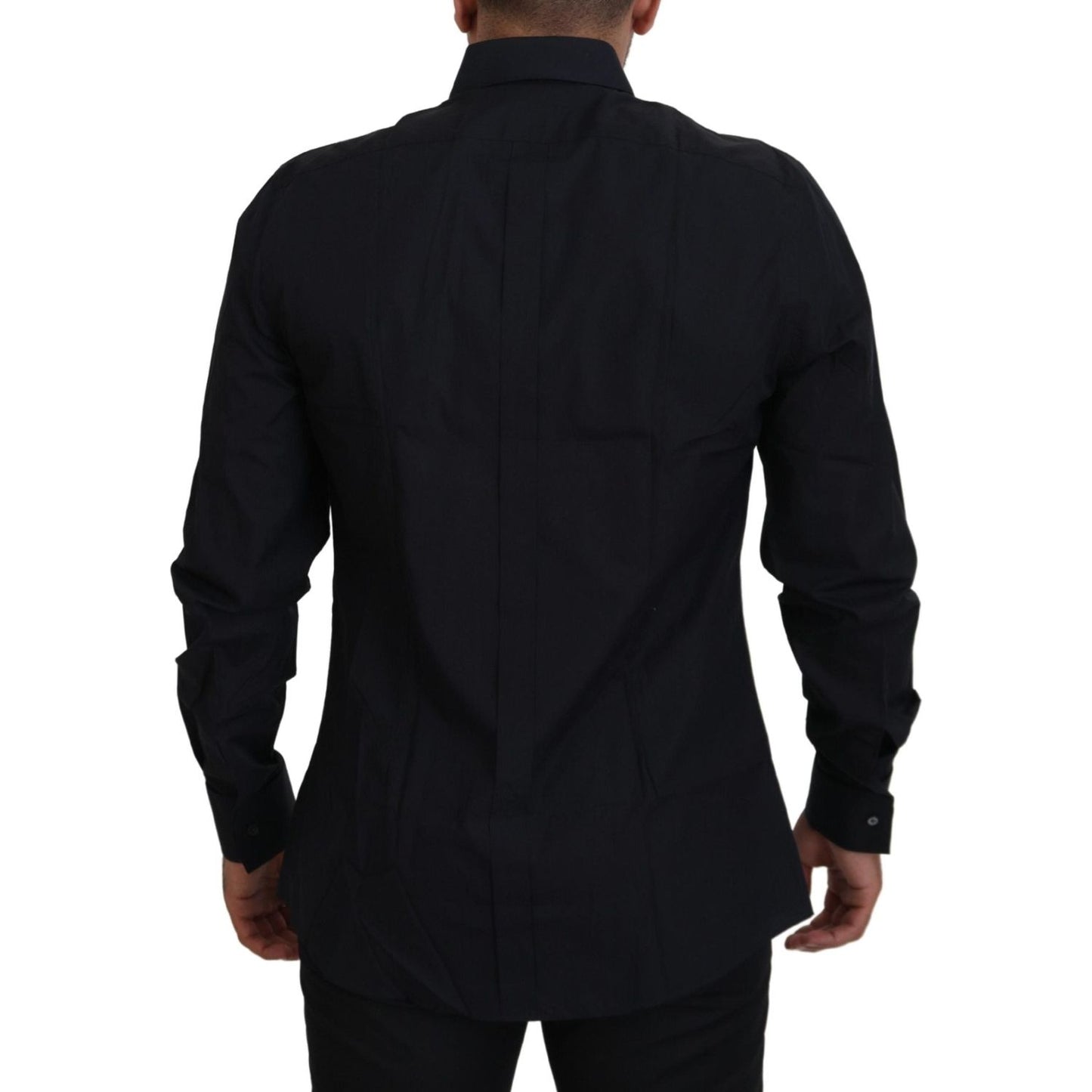 Dolce & Gabbana Black Gold Cotton Slim Fit Dress Mens Shirt TSH83637- 37