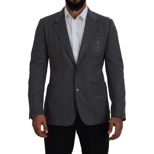 Dolce & Gabbana Gray Wool Stretch Slim Fit Jacket Blazer KOS2109- 44