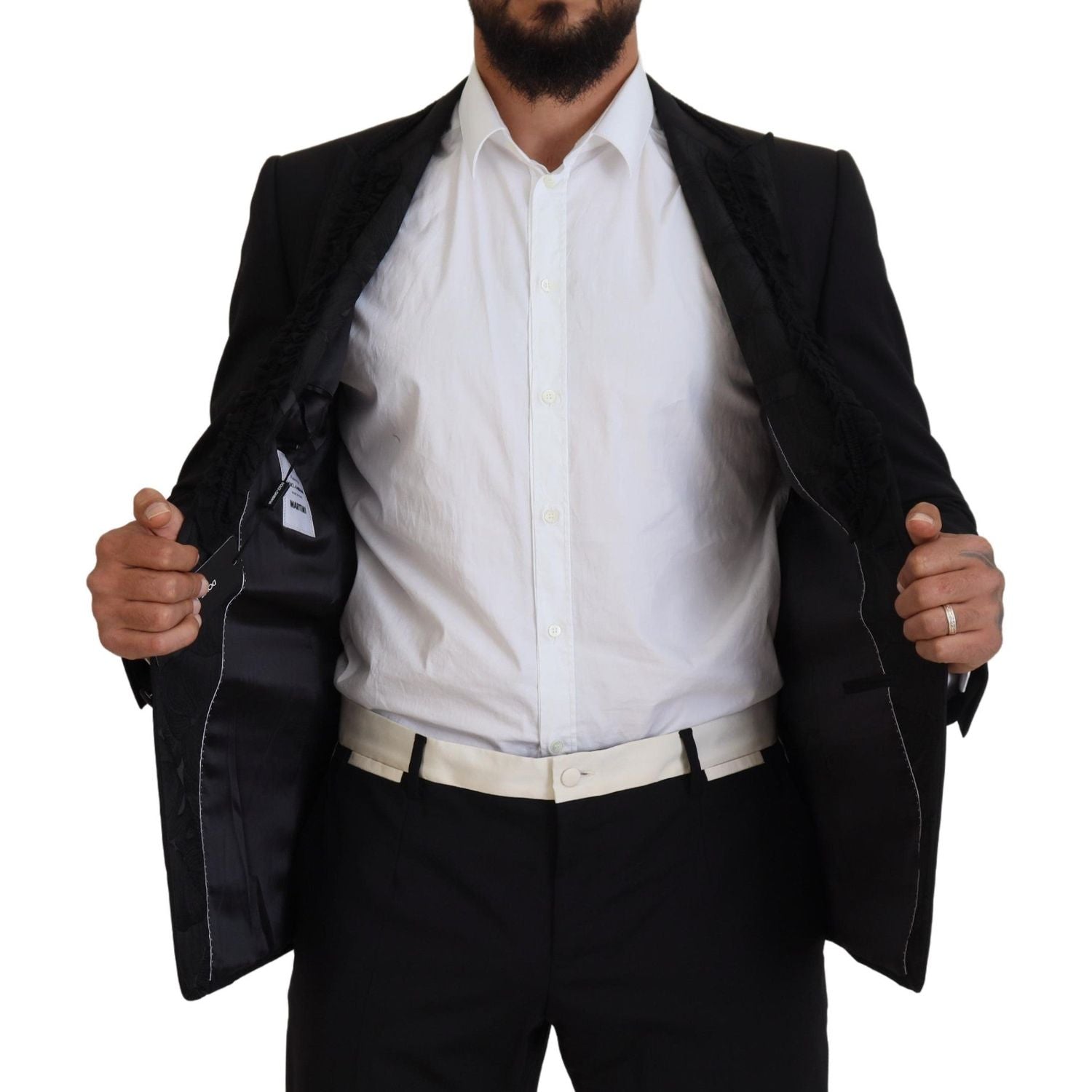 سترة سهرة أنيقة مبطنة بالحرير باللون الأسود من دولتشي آند غابانا