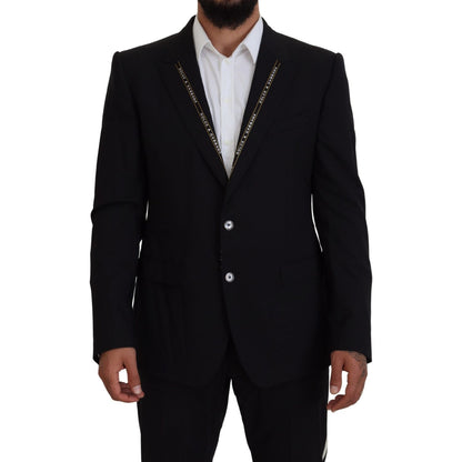 Dolce & Gabbana Black Wool Stretch Slim Fit Jacket Blazer