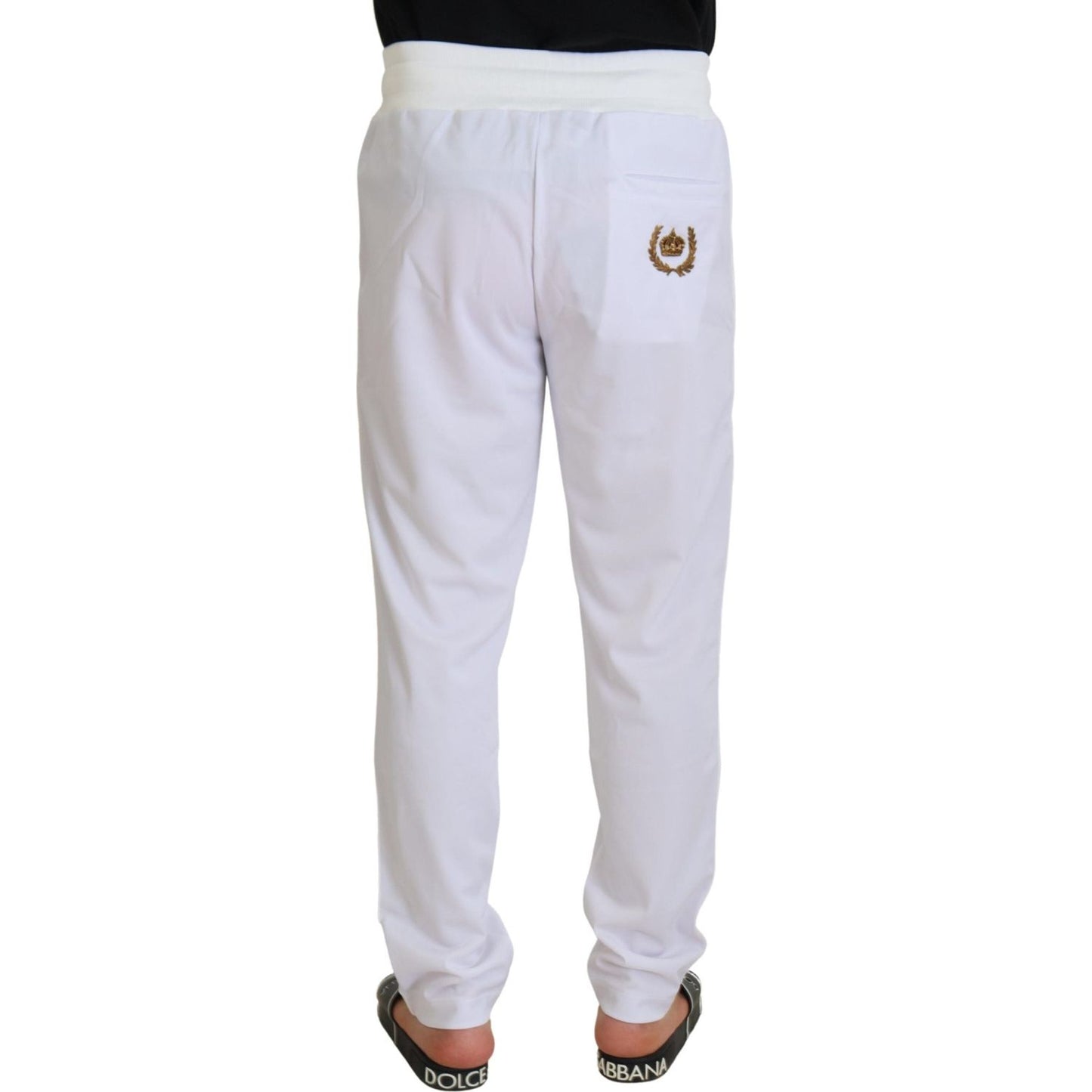 Dolce & Gabbana White Polyester Crown Logo Jogger Pants PAN73243 - 48