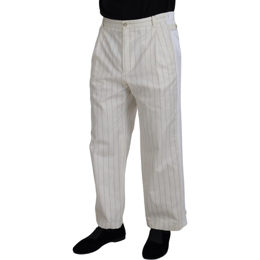 Dolce & Gabbana White Cotton Striped Formal Pants PAN73261 - 56
