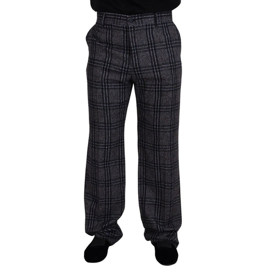 Dolce & Gabbana Gray Checkered Mid Waist Men Pants PAN73268 - 54
