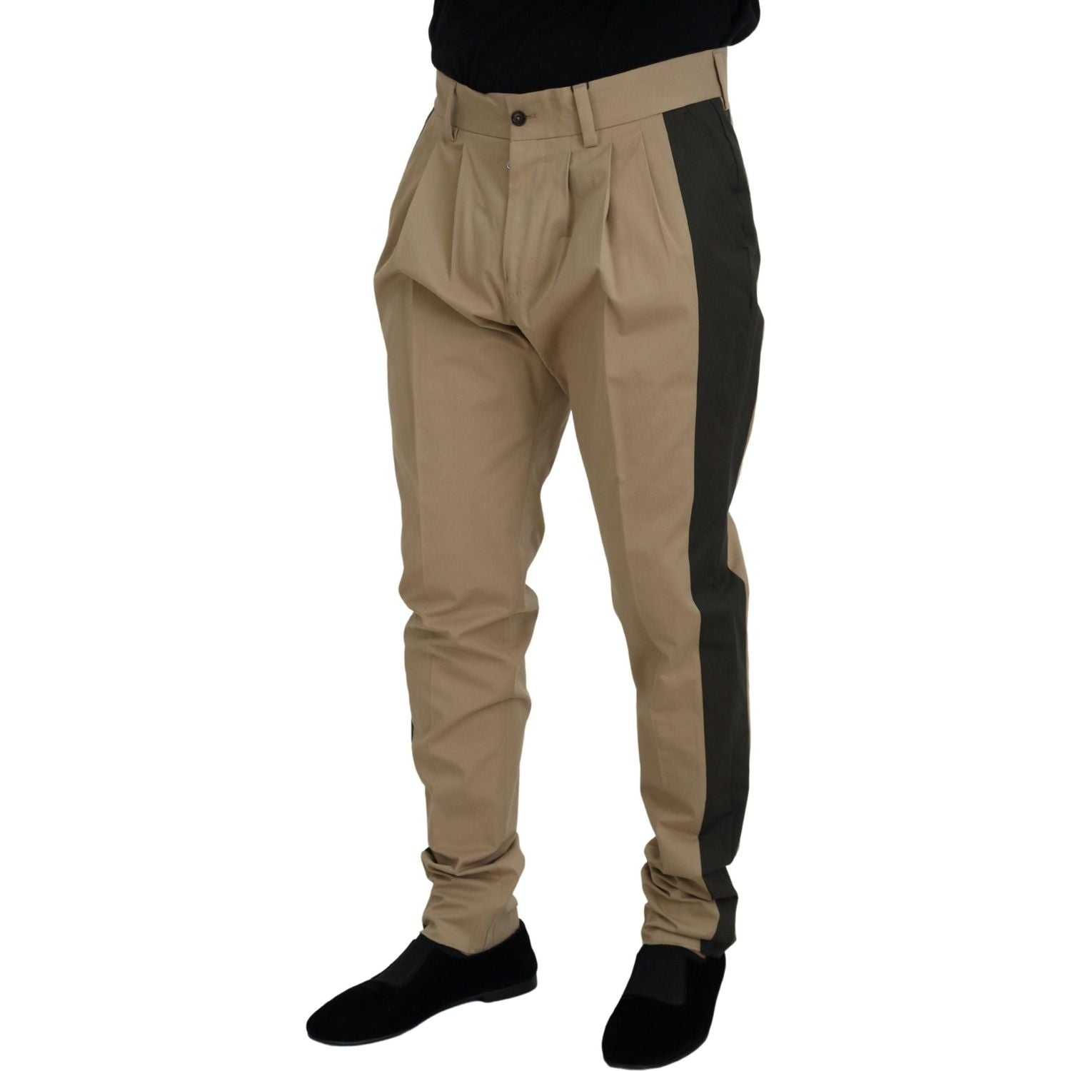 بنطلون مطاطي أنيق من القطن ثنائي اللون من دولتشي آند غابانا