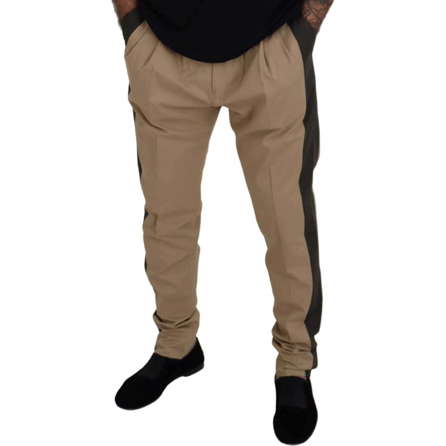 بنطلون مطاطي أنيق من القطن ثنائي اللون من دولتشي آند غابانا