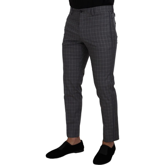 Dolce & Gabbana Grey Cotton Checkered Chino Pants PAN73333 -48