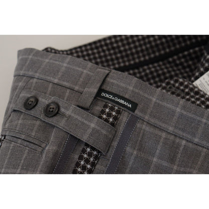 Dolce & Gabbana Grey Cotton Checkered Chino Pants