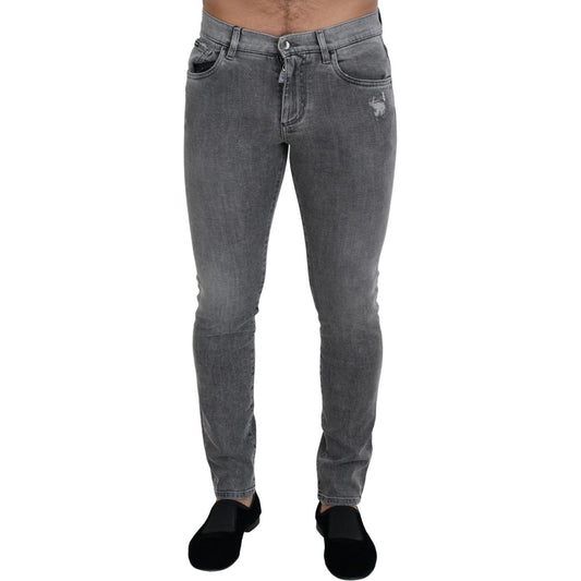 Dolce & Gabbana Grey Washed Cotton Skinny Denim Jeans PAN73362 - 44