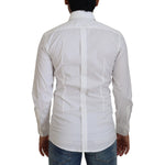 Dolce & Gabbana White Cotton Slim Fit Formal Dress GOLD Shirt TSH82959 - 37