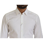 Dolce & Gabbana White Cotton Slim Fit Formal Dress GOLD Shirt TSH82959 - 37