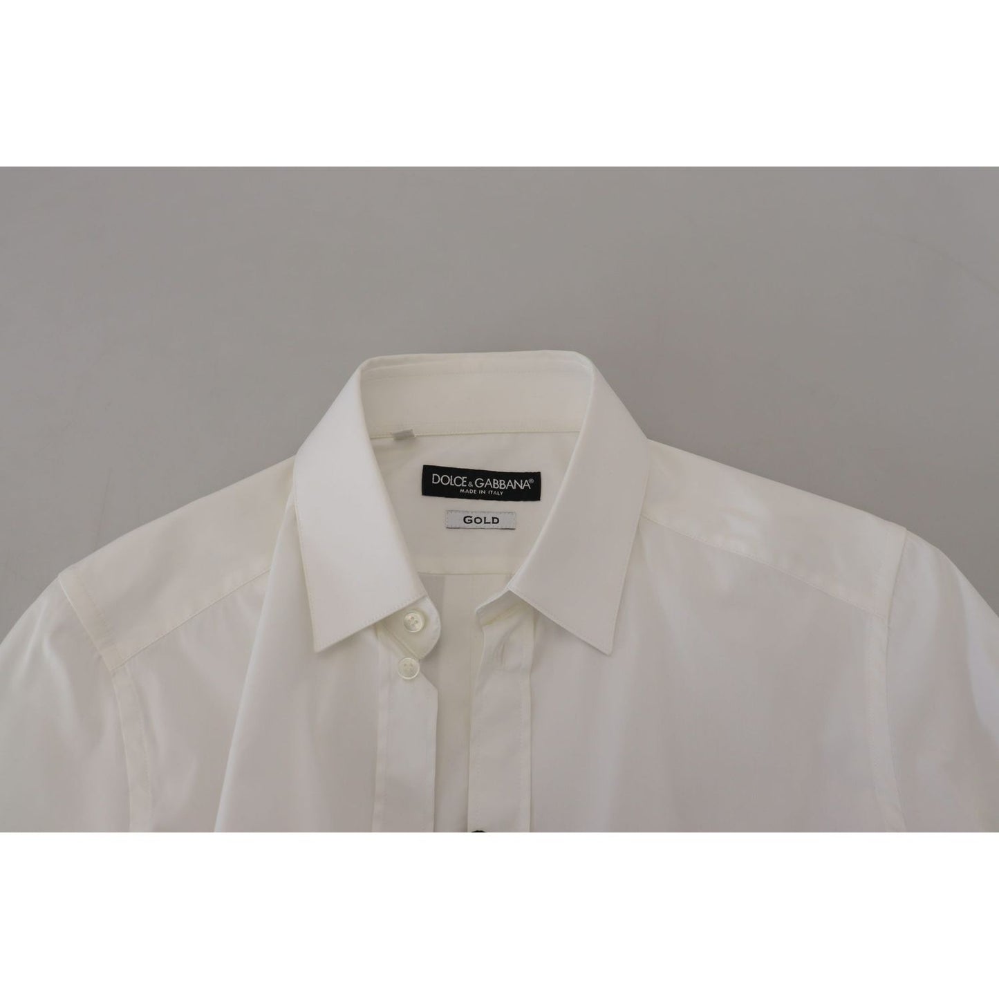 Dolce & Gabbana White Cotton Slim Fit Formal Dress GOLD Shirt TSH82959 - 37