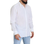 Dolce & Gabbana White Cotton Slim Fit Formal Dress GOLD Shirt TSH83044 - 43