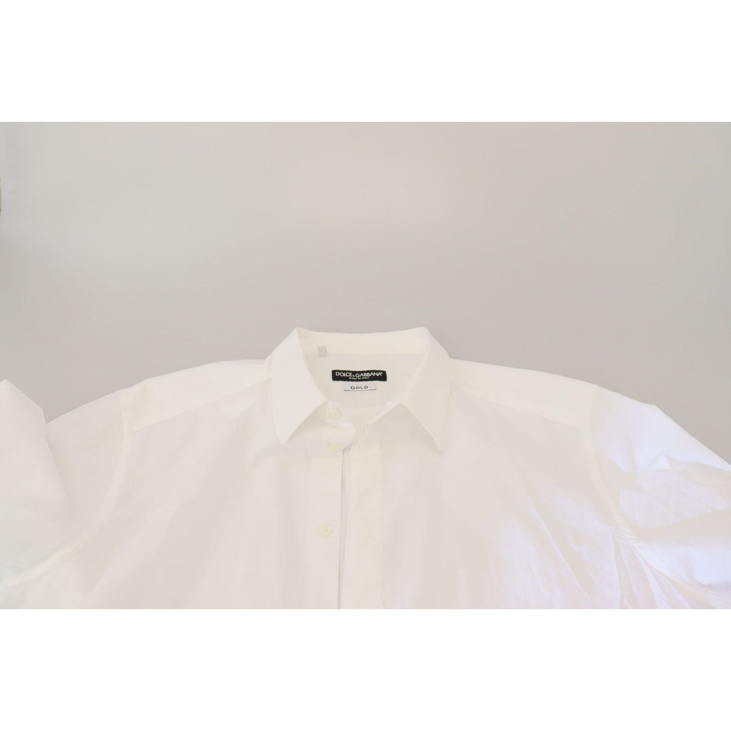 Dolce & Gabbana White Cotton Slim Fit Formal Dress GOLD Shirt TSH83044 - 43