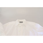 Dolce & Gabbana White Cotton Slim Fit Formal Dress GOLD Shirt TSH83044 - 43