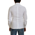 Dolce & Gabbana White Cotton Slim Fit Formal Dress GOLD Shirt TSH83045 - 37