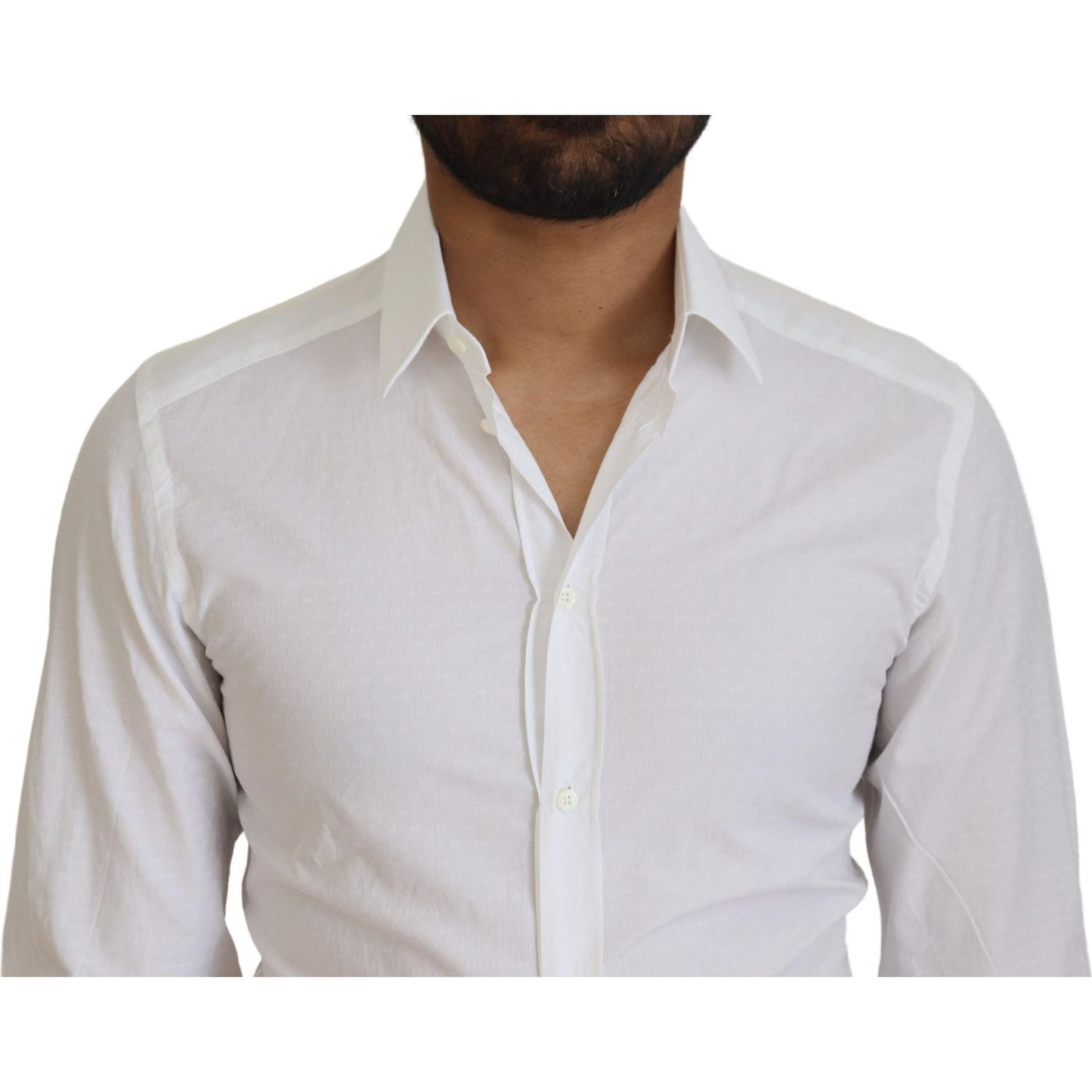 Dolce & Gabbana White Cotton Slim Fit Formal Dress GOLD Shirt TSH83045 - 37