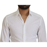 Dolce & Gabbana White Cotton Slim Fit Formal Dress GOLD Shirt TSH83045 - 37