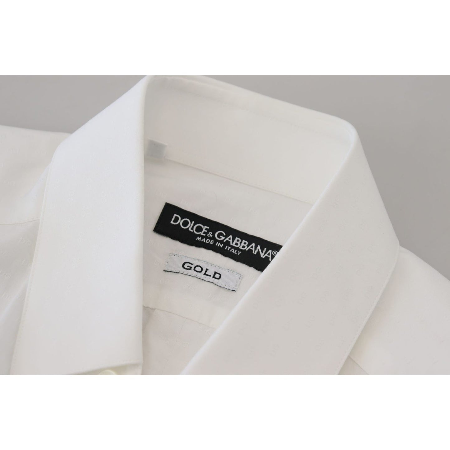 Dolce & Gabbana White Cotton Slim Fit Formal Dress GOLD Shirt TSH83045 - 37